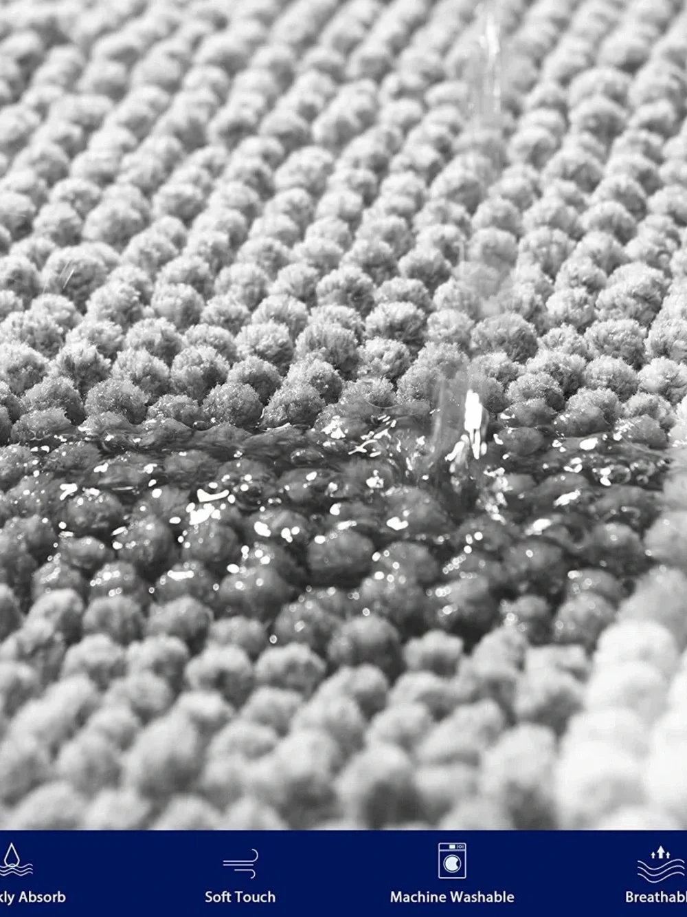 Mersin Gradient Chenille Water Absorbent Soft Plush Bath Rug 20”x32”